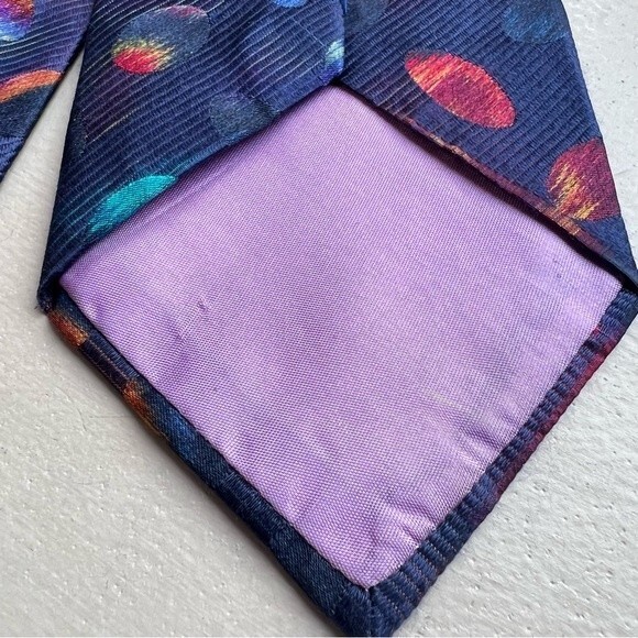 Prochownick Navy Blue Classic Men's Neck Tie Multicolored Oval Accents Classic - Picture 9 of 11